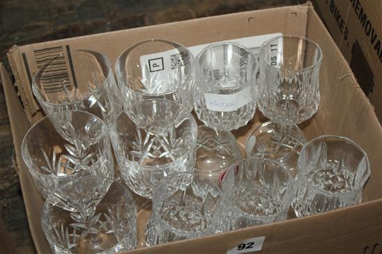 Ten cut glass wine glasses & 2 brandy glasses